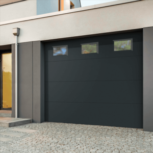 porte garage sectionnelle lisse avec hublots JADE